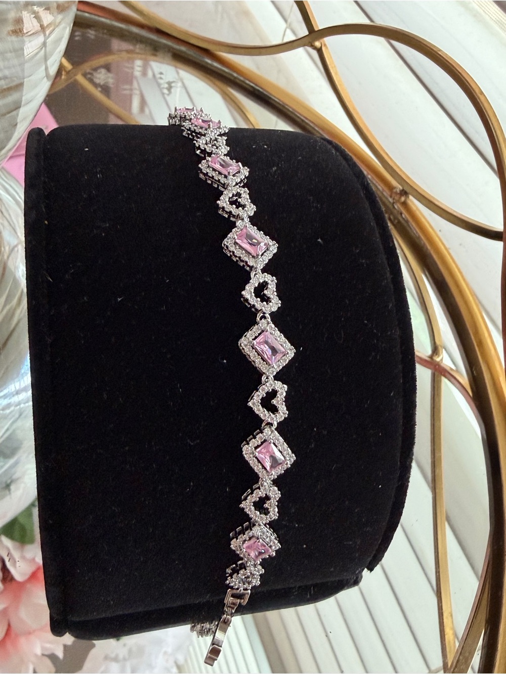 Elegant Pink Crystal Tennis Bracelet - Women Jewelry